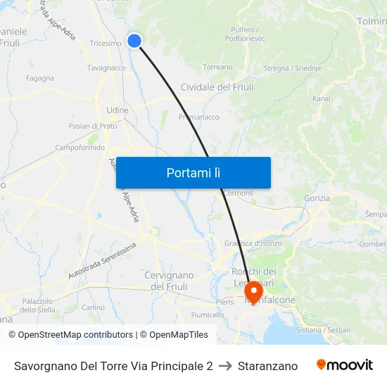 Savorgnano Del Torre Via Principale 2 to Staranzano map