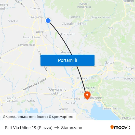 Salt Via Udine 19 (Piazza) to Staranzano map