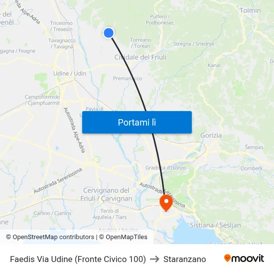 Faedis Via Udine (Fronte Civico 100) to Staranzano map