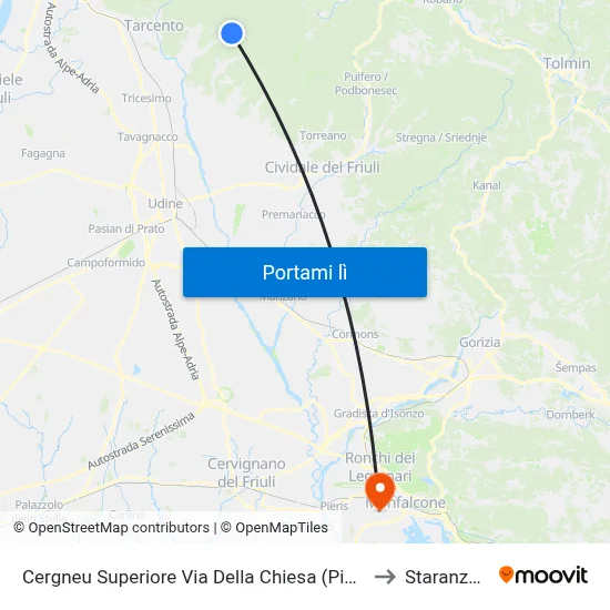 Cergneu Superiore Via Della Chiesa (Piazzale) to Staranzano map