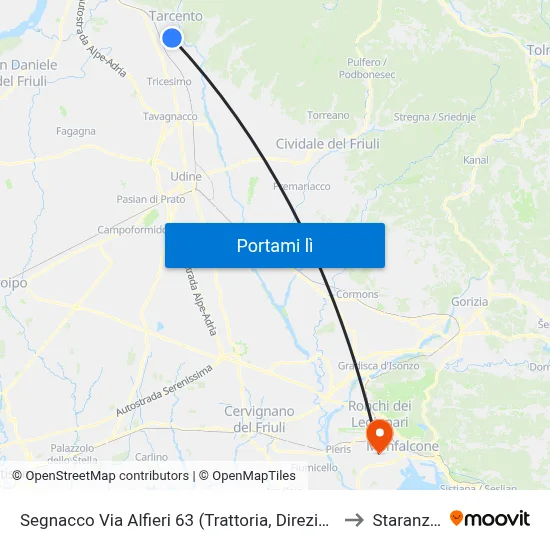 Segnacco Via Alfieri 63 (Trattoria, Direzione Molinis) to Staranzano map