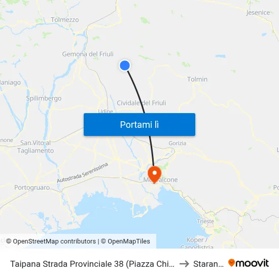 Taipana Strada Provinciale 38 (Piazza Chiesa, Direzione Nimi to Staranzano map