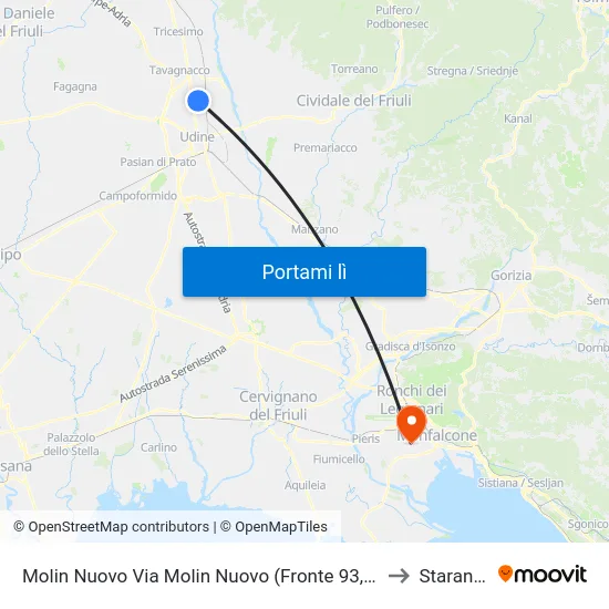 Molin Nuovo Via Molin Nuovo (Fronte 93, Direzione Udine) to Staranzano map