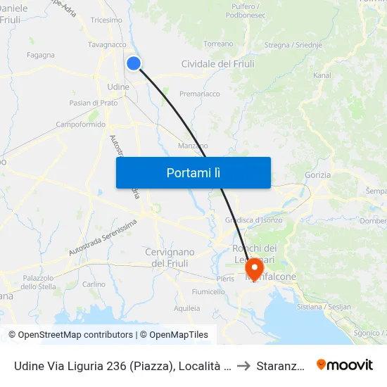 Udine Via Liguria 236 (Piazza), Località Godia to Staranzano map