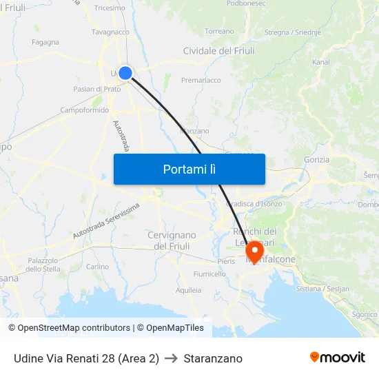 Udine Via Renati 28 (Area 2) to Staranzano map