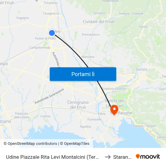 Udine Piazzale Rita Levi Montalcini (Terminal Studenti) to Staranzano map