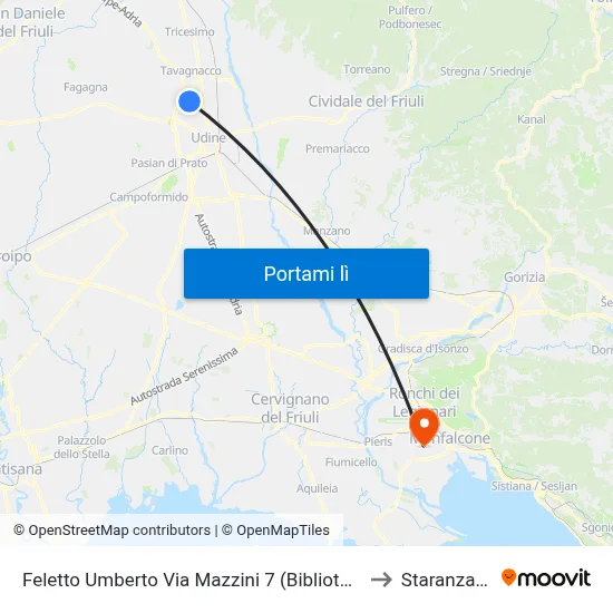 Feletto Umberto Via Mazzini 7 (Biblioteca) to Staranzano map