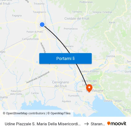 Udine Piazzale S. Maria Della Misericordia (Fronte Ospedale) to Staranzano map