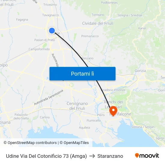 Udine Via Del Cotonificio 73 (Amga) to Staranzano map