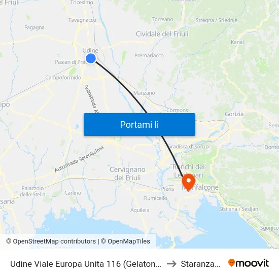 Udine Viale Europa Unita 116 (Gelatone) to Staranzano map