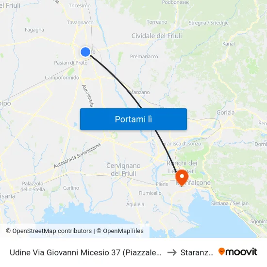 Udine Via Giovanni Micesio 37 (Piazzale P.Diacono) to Staranzano map