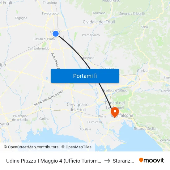 Udine Piazza I Maggio 4 (Ufficio Turismo Fvg) to Staranzano map