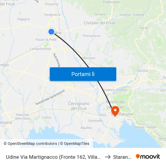 Udine Via Martignacco (Fronte 162, Villaggio Del Sole) to Staranzano map