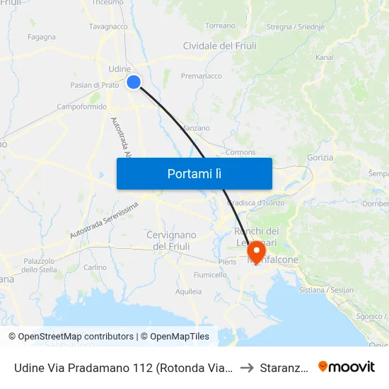 Udine Via Pradamano 112 (Rotonda Via Buttrio) to Staranzano map