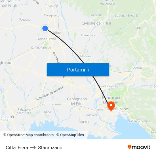 Citta' Fiera to Staranzano map