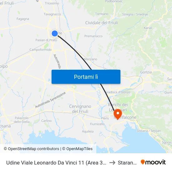 Udine Viale Leonardo Da Vinci 11 (Area 3, Fronte Zanon) to Staranzano map