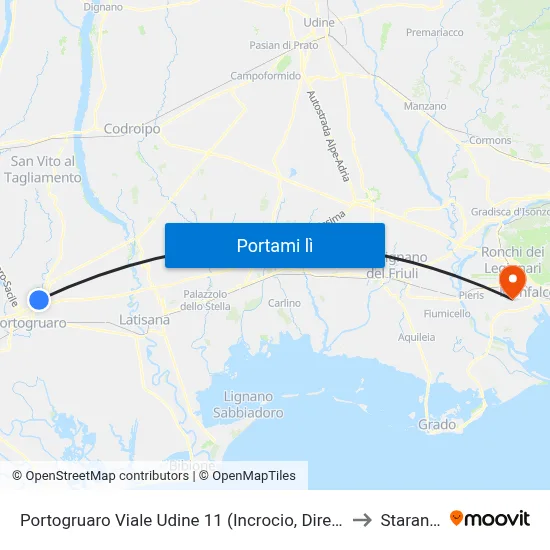 Portogruaro Viale Udine 11 (Incrocio, Direzione Portogruaro) to Staranzano map