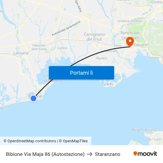 Bibione Via Maja 86 (Autostazione) to Staranzano map