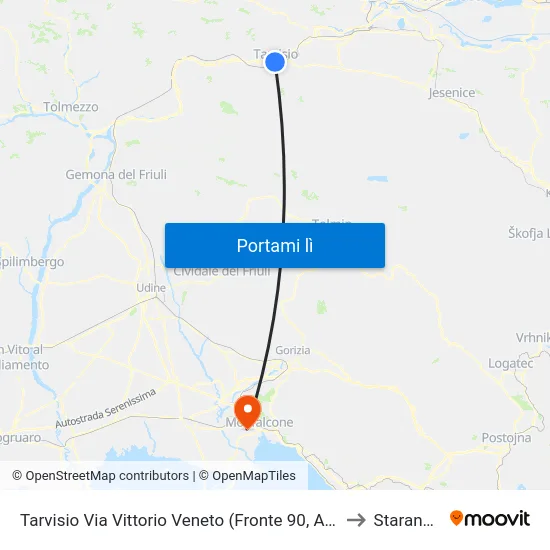 Tarvisio Via Vittorio Veneto (Fronte 90, Autostazione) to Staranzano map
