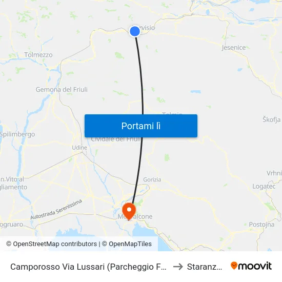 Camporosso Via Lussari (Parcheggio Funivia) to Staranzano map