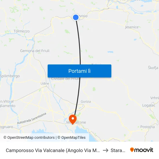 Camporosso Via Valcanale (Angolo Via Monte Nero, Dir. Udine) to Staranzano map