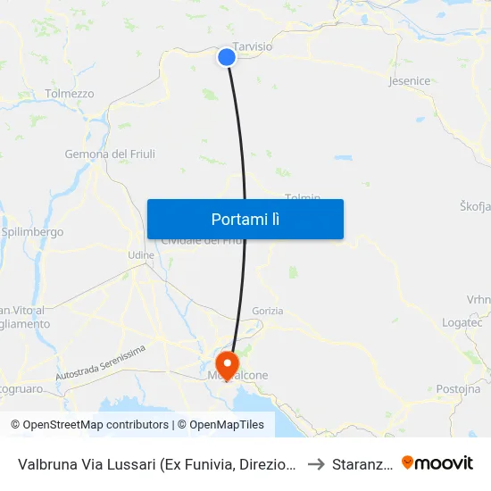 Valbruna Via Lussari (Ex Funivia, Direzione Tarvisio) to Staranzano map