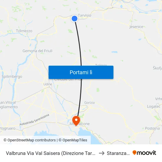 Valbruna Via Val Saisera (Direzione Tarvisio) to Staranzano map
