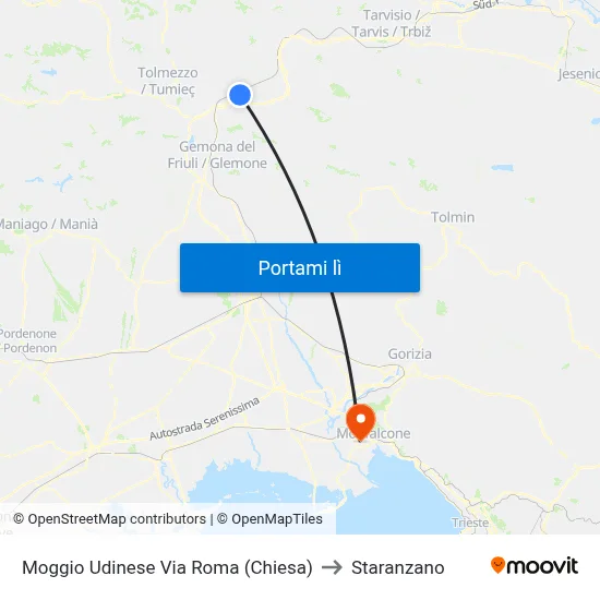 Moggio Udinese Via Roma (Chiesa) to Staranzano map