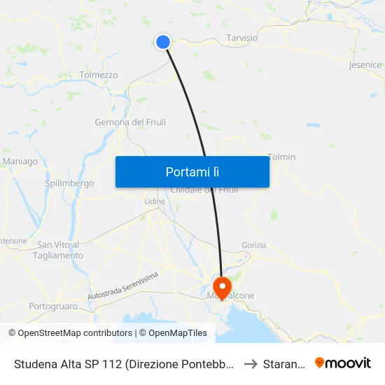 Studena Alta SP 112 (Direzione Pontebba), Case Nuove to Staranzano map