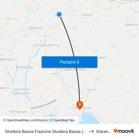 Studena Bassa Frazione Studena Bassa (Direzione Paularo) to Staranzano map