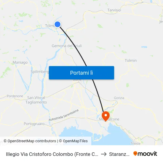 Illegio Via Cristoforo Colombo (Fronte Civico 38) to Staranzano map