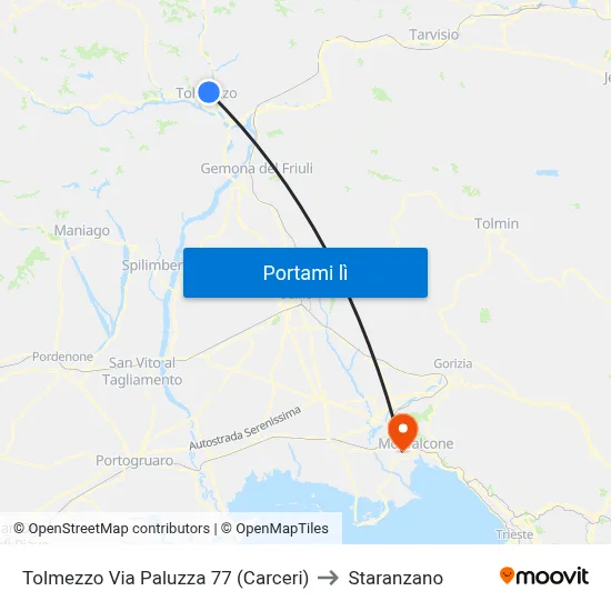Tolmezzo Via Paluzza 77 (Carceri) to Staranzano map