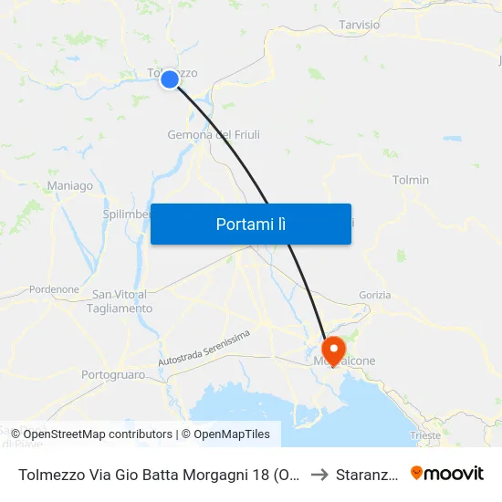 Tolmezzo Via Gio Batta Morgagni 18 (Ospedale) to Staranzano map