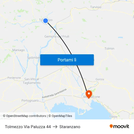 Tolmezzo Via Paluzza 44 to Staranzano map