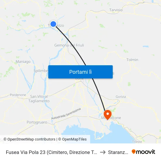 Fusea Via Pola 23 (Cimitero, Direzione Tolmezzo) to Staranzano map