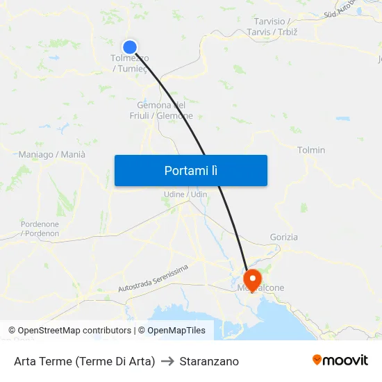 Arta Terme (Terme Di Arta) to Staranzano map