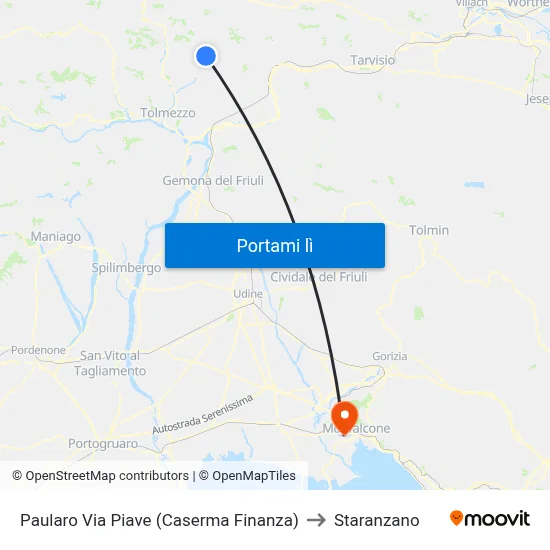 Paularo Via Piave (Caserma Finanza) to Staranzano map