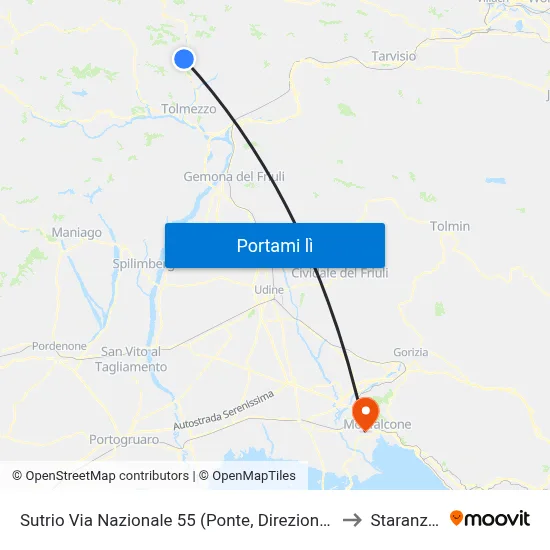 Sutrio Via Nazionale 55 (Ponte, Direzione Paluzza) to Staranzano map