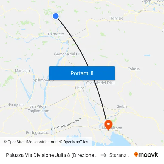 Paluzza Via Divisione Julia 8 (Direzione Timau) to Staranzano map