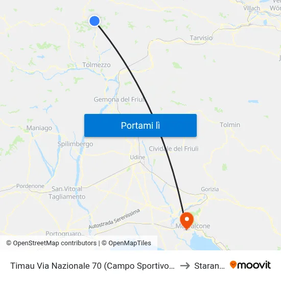 Timau Via Nazionale 70 (Campo Sportivo, Direzione Chiesa) to Staranzano map