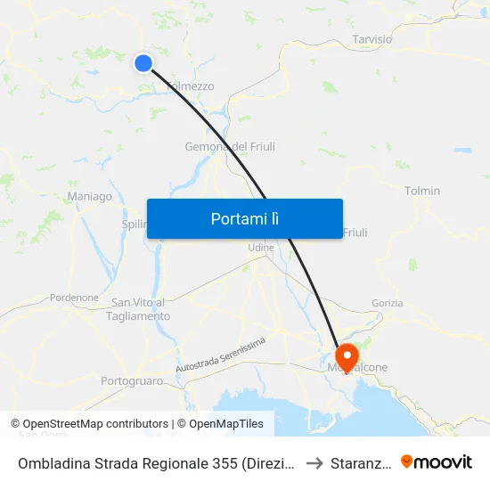 Ombladina Strada Regionale 355 (Direzione Ovaro) to Staranzano map