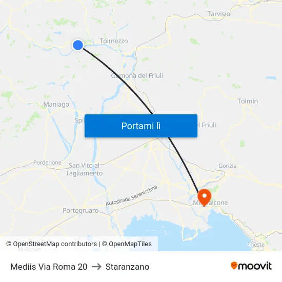 Mediis Via Roma 20 to Staranzano map