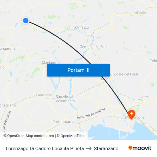 Lorenzago Di Cadore Località Pineta to Staranzano map