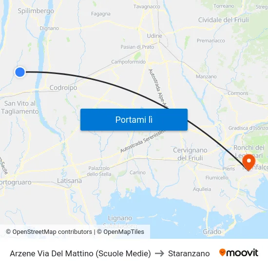 Arzene Via Del Mattino (Scuole Medie) to Staranzano map