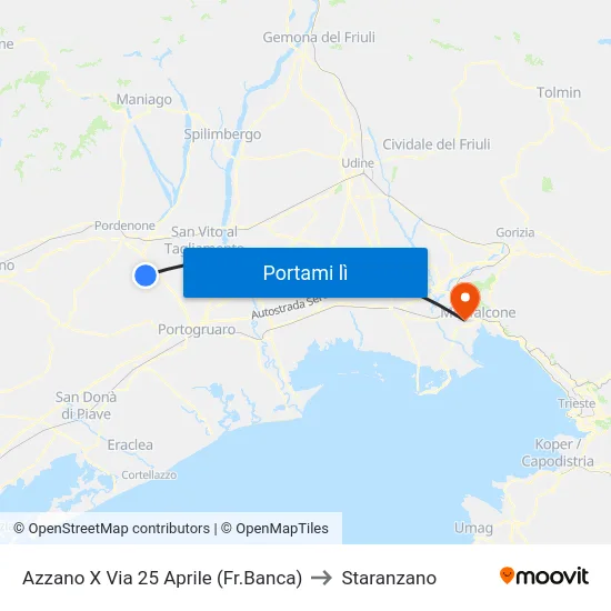 Azzano X Via 25 Aprile (Fr.Banca) to Staranzano map
