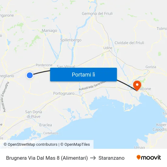 Brugnera Via Dal Mas 8 (Alimentari) to Staranzano map