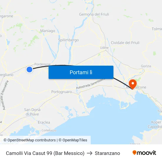 Camolli Via Casut 99 (Bar Messico) to Staranzano map