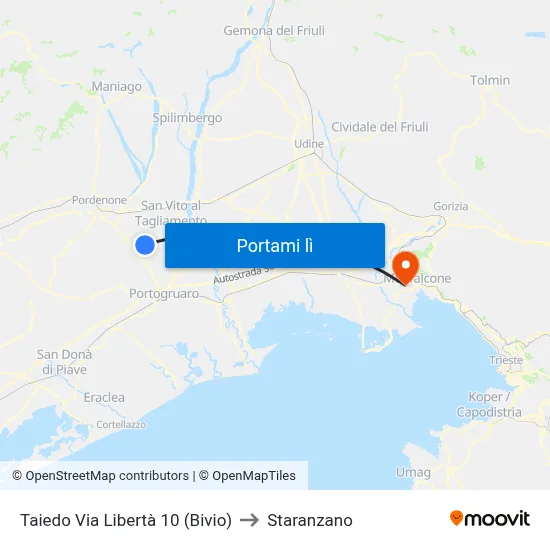 Taiedo Via Libertà 10 (Bivio) to Staranzano map