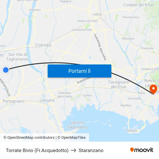 Torrate Bivio (Fr.Acquedotto) to Staranzano map