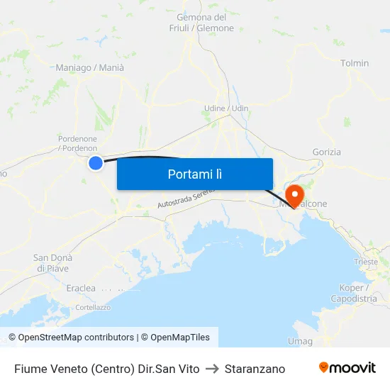 Fiume Veneto (Centro) Dir.San Vito to Staranzano map